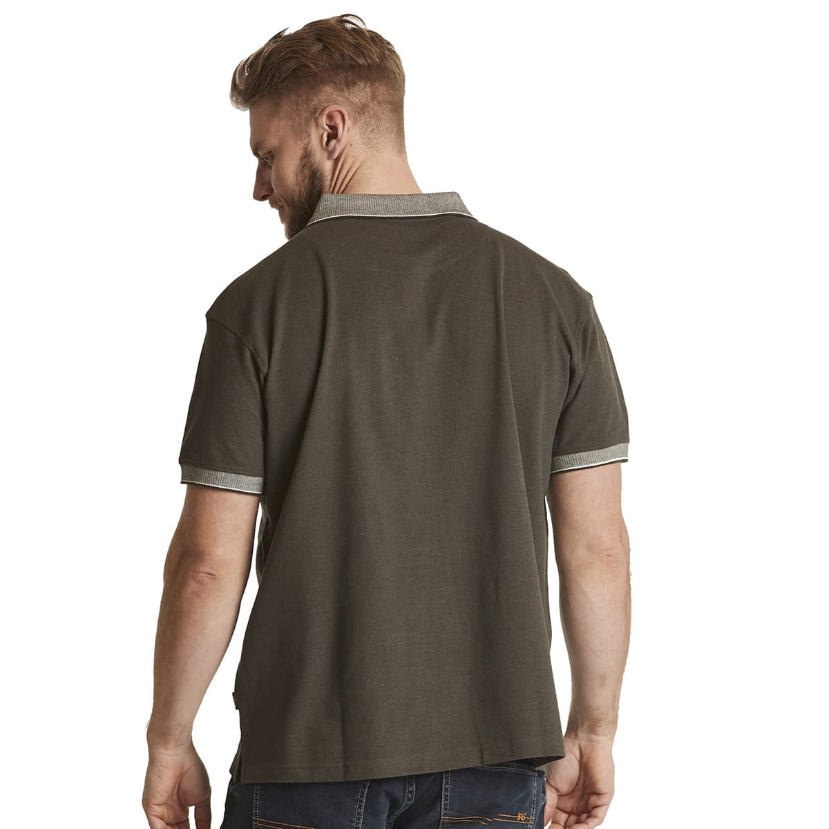 Duża męska koszulka polo na dwa guziki z logo North 56°4 23105B khaki