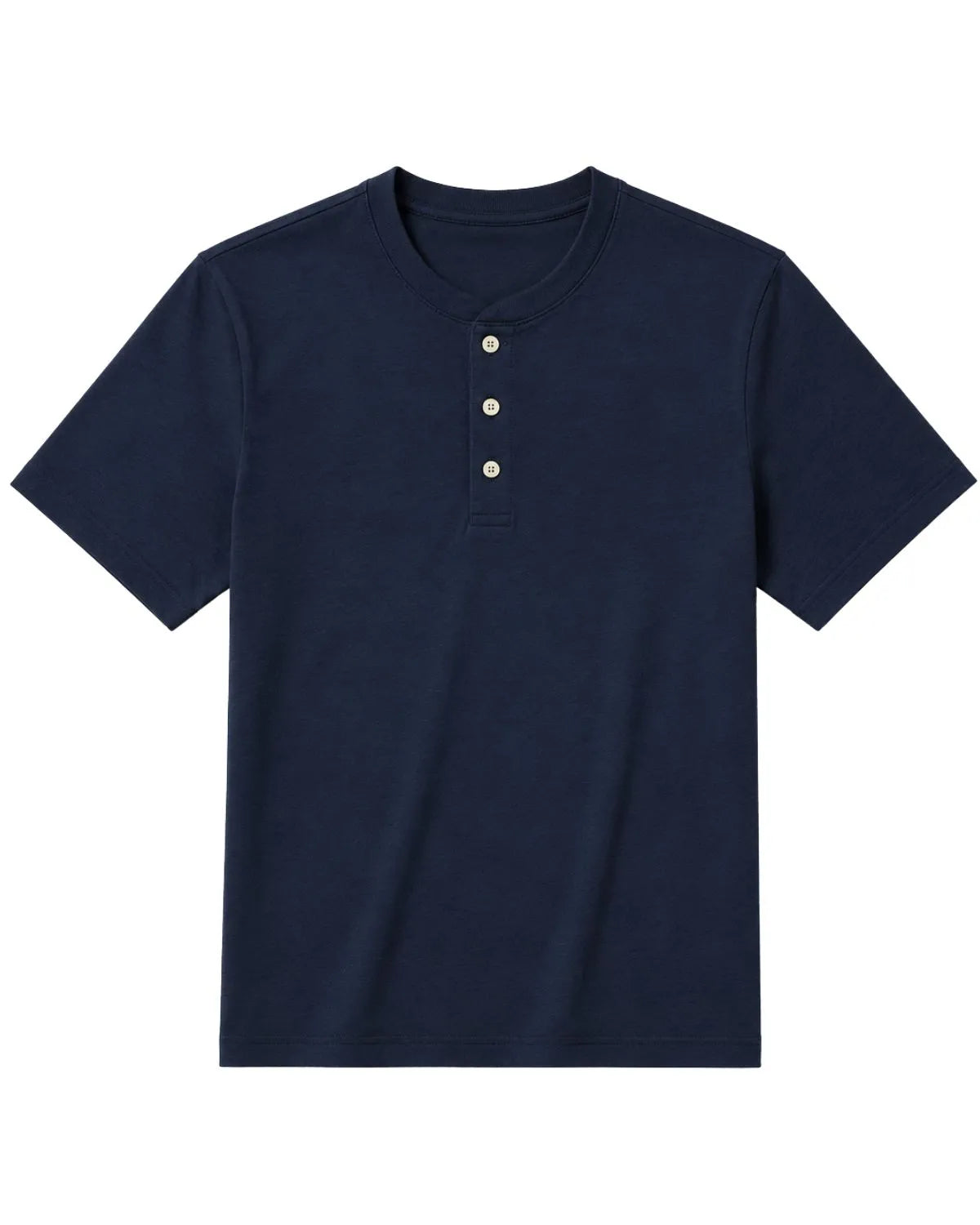 Duża męska gładka koszulka na guziki krótki rękaw t-shirt Double Urban Outfitters TS-9146 granatowy