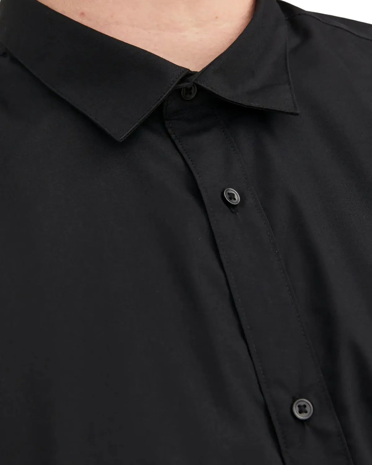 Duża męska gładka koszula długi rękaw Jack &amp; Jones 12200623 czarna