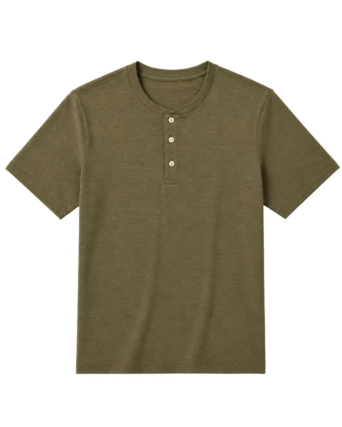 Duża męska gładka koszulka na guziki krótki rękaw t-shirt Double Urban Outfitters TS-9146 khaki
