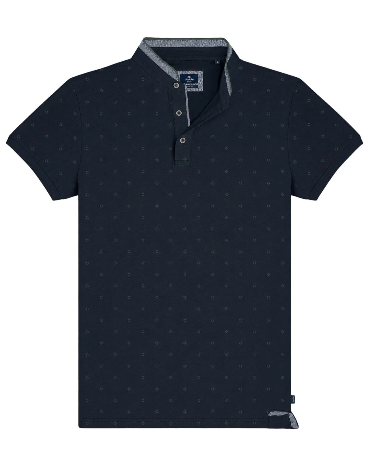 Duża męska koszulka polo na stójce wzorzysta Double Urban Outfitters PS-3082 granatowa