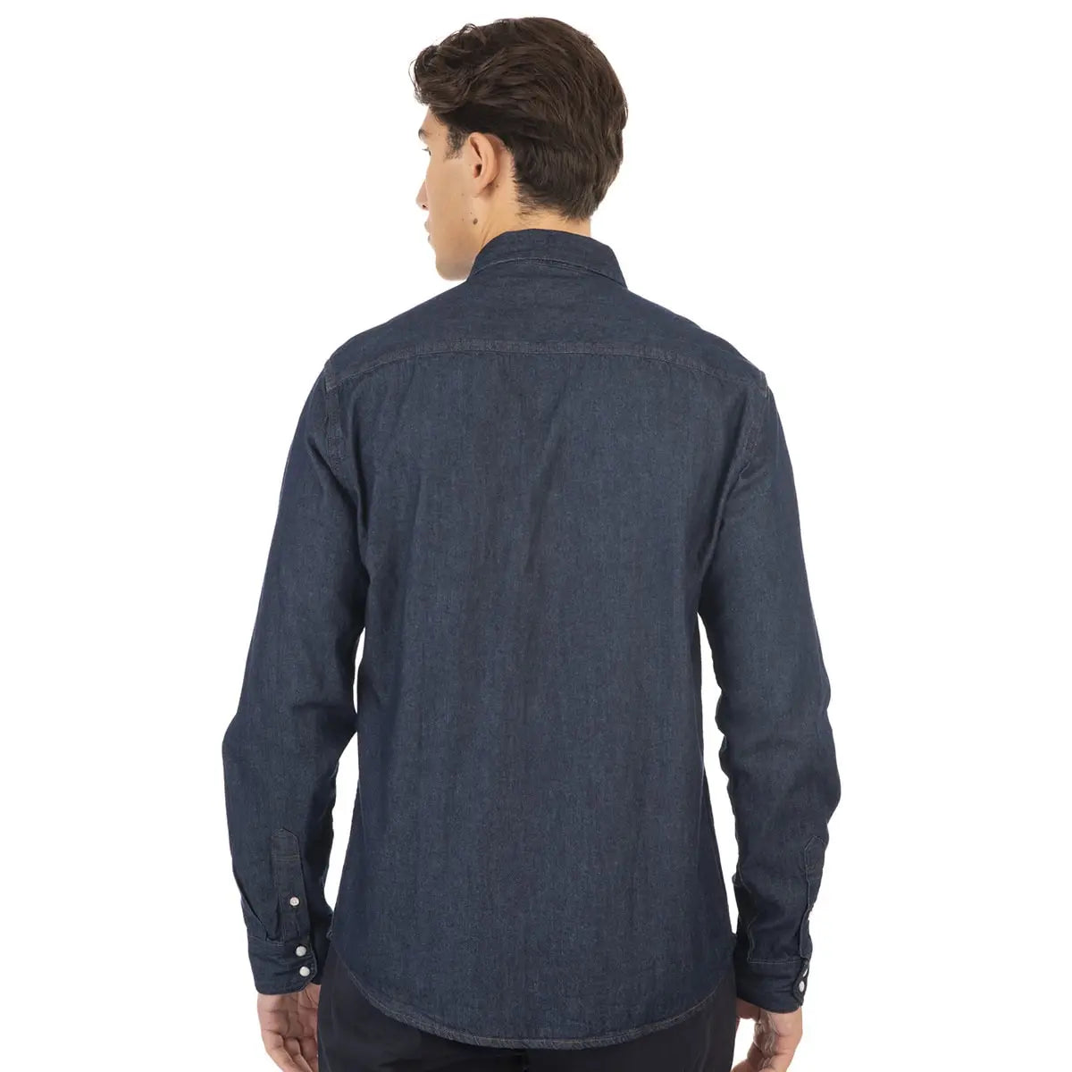 Duża męska jeansowa koszula z długim rękawem Double Urban Outfitters DS-5040 granatowa