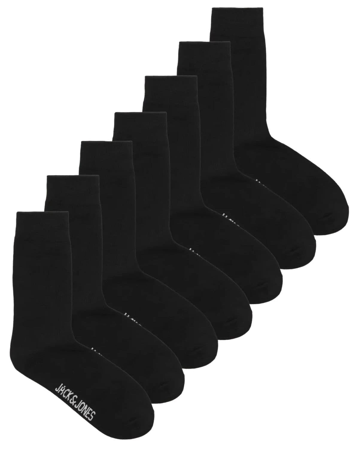 Duże męskie gładkie skarpetki  7-pak Jack &amp; Jones 12273981 czarne