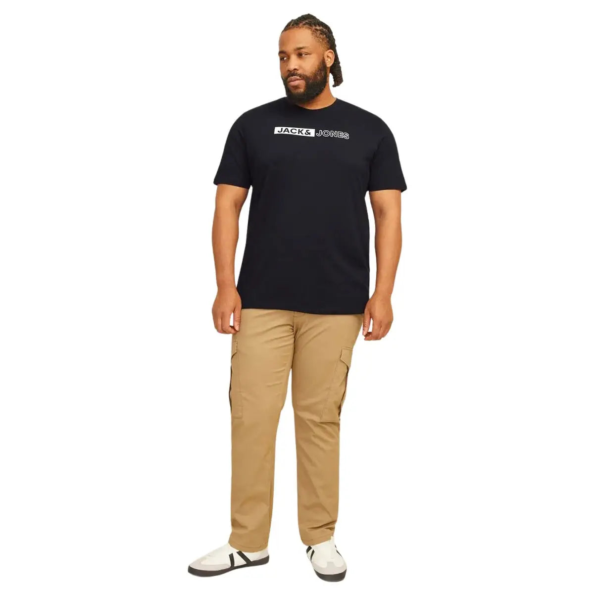Duża męska koszulka z napisami t-shirt Jack &amp; Jones 12243630 czarny