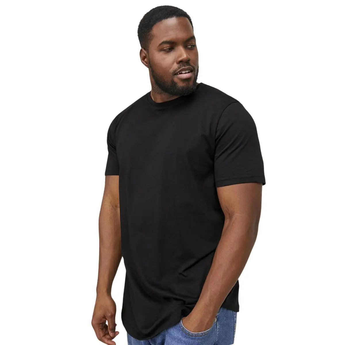 Duża męska koszulka z krótkim rękawem t-shirt gładki Jack &amp; Jones 12184933 czarny