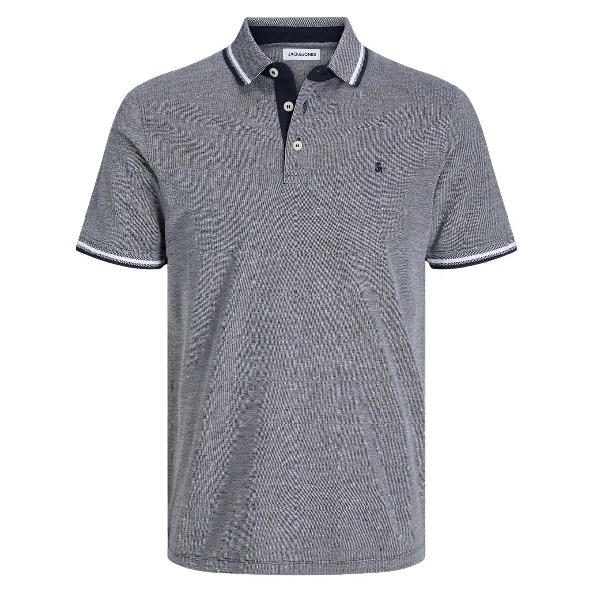 Duża męska polówka koszulka z kołnierzykiem Jack &amp; Jones 12143859 jasnoszara