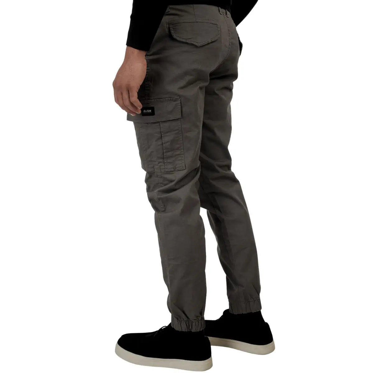 Duże męskie spodnie bojówki ze ściągaczami Double Urban Outfitters CCP-4013 ciemnoszare