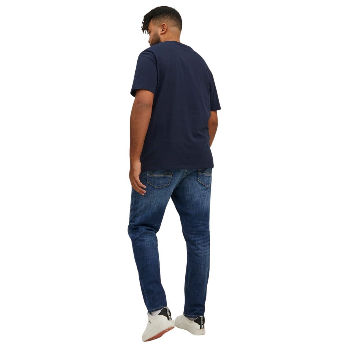 Duża męska koszulka z nadrukiem t-shirt z napisami Jack &amp; Jones 12158505 Play 4 granatowy