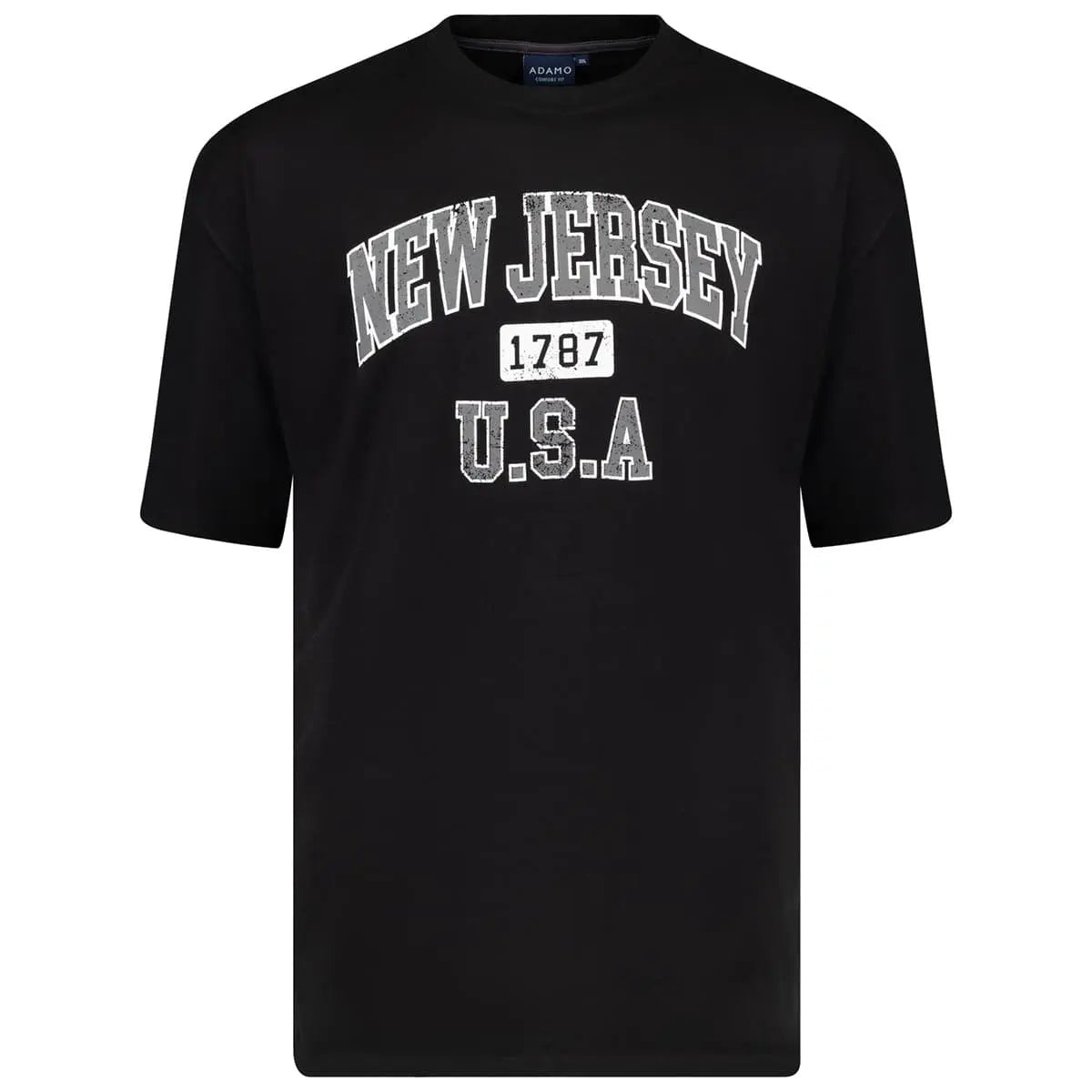 Duży męski t-shirt koszulka z napisami Adamo 131501-700 czarna
