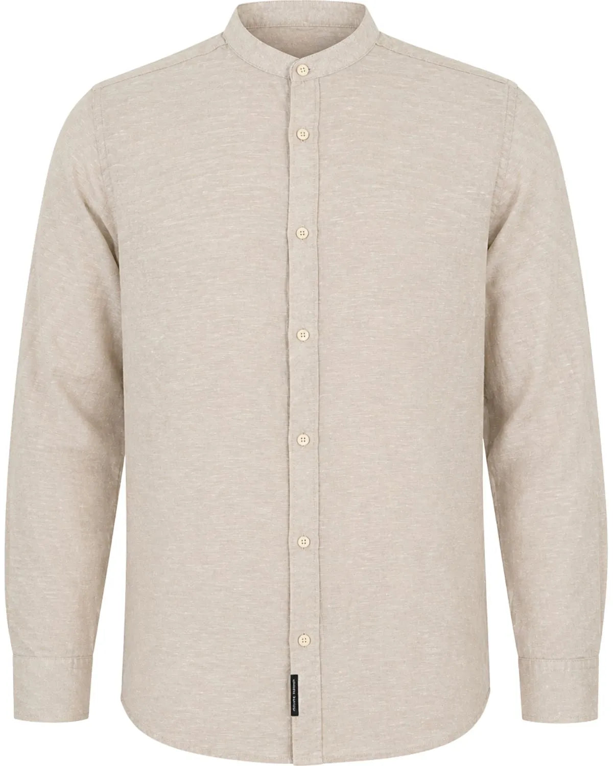 Duża męska koszula długi rękaw gładka lniana Double Urban Outfitters GS-5191 beżowa