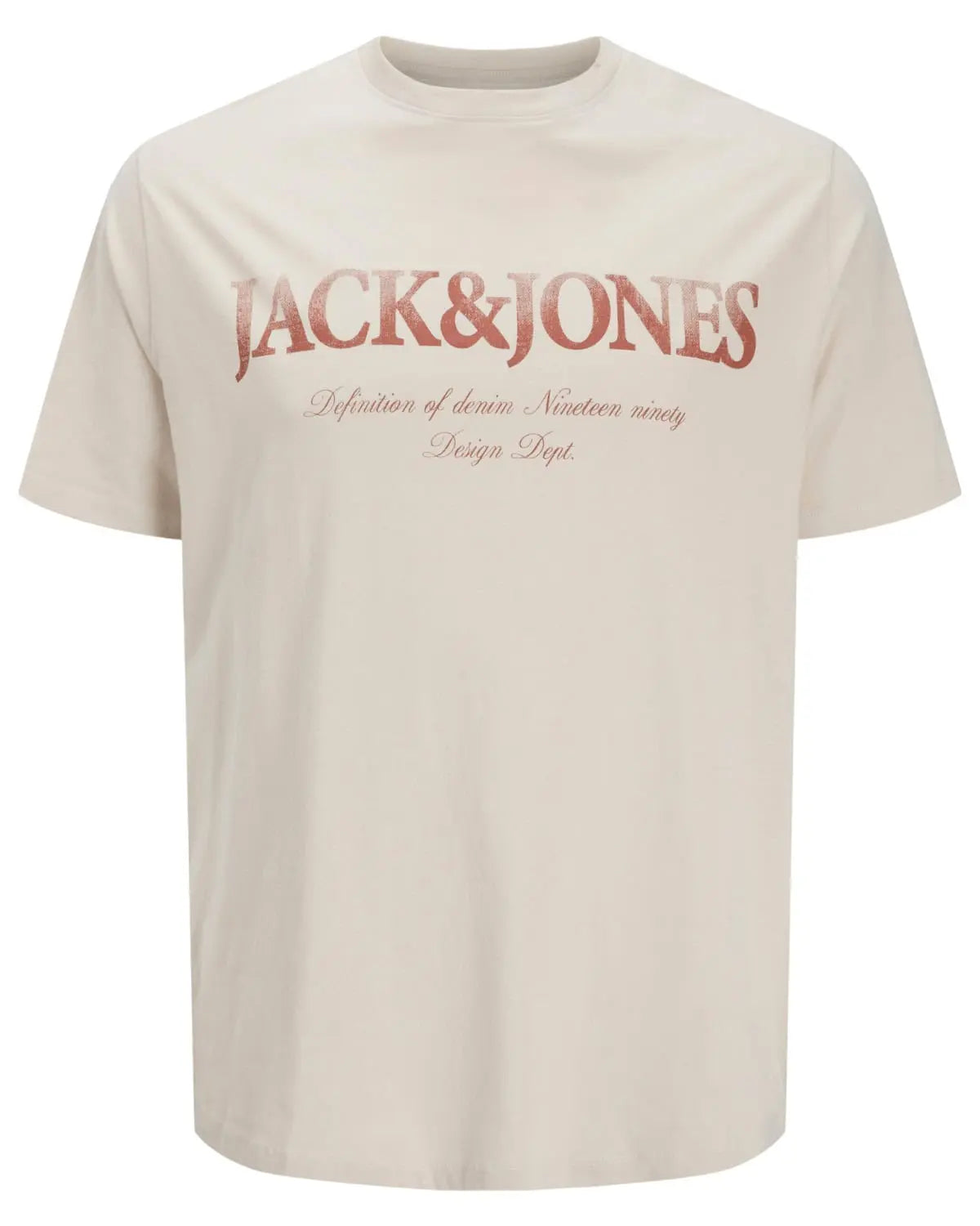 Duża męska koszulka t-shirt z nadrukiem Jack &amp; Jones 12295977 beżowy