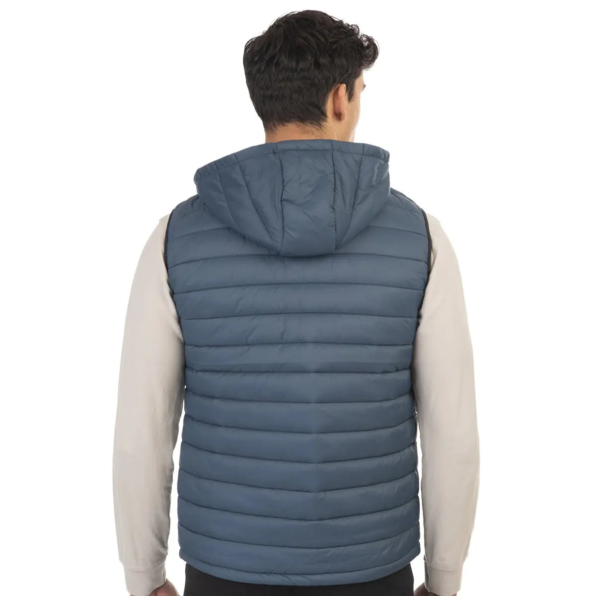 Duży męski bezrękawnik kamizelka z kapturem Double Urban Outfitters SMJK-2001 ciemnoniebieska