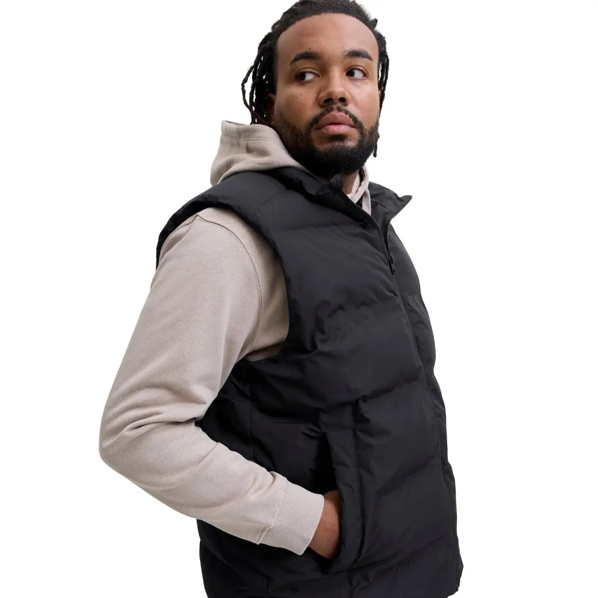 Duży męski bezrękawnik pikowany kamizelka ze stójką Jack &amp; Jones 12279427 czarna