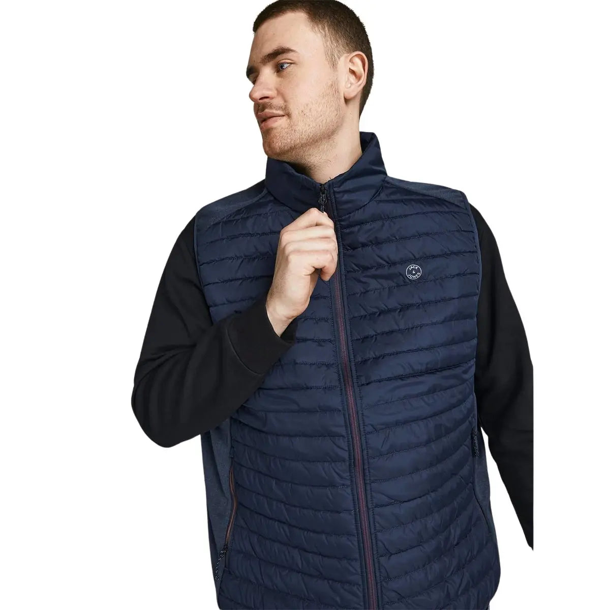 Duży męski bezrękawnik kamizelka ze stójką Jack &amp; Jones 12205347 granatowa