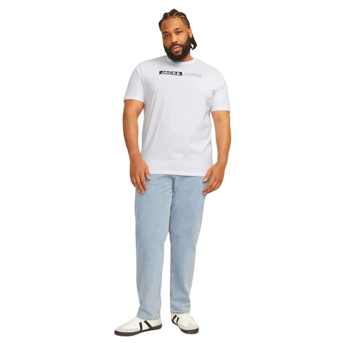 Duża męska koszulka z napisami t-shirt Jack &amp; Jones 12243630 biały