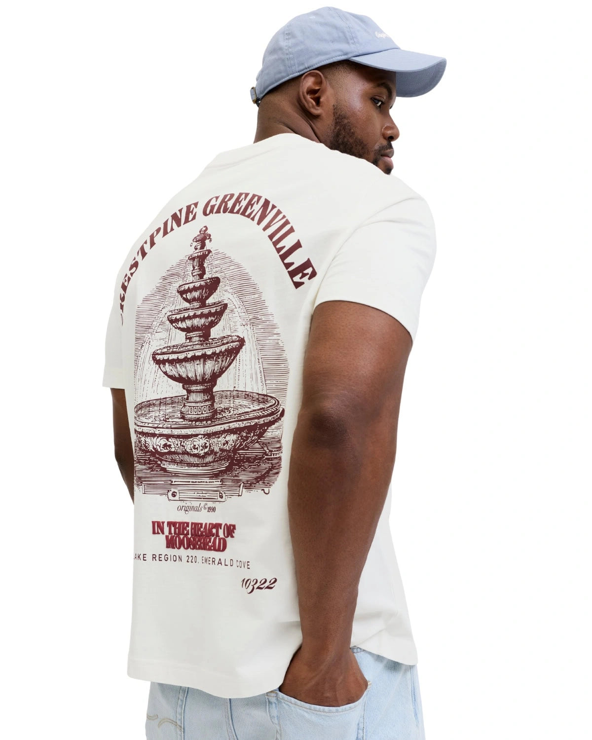 Duża męska koszulka krótki rękaw t-shirt z nadrukiem na plecach Jack &amp; Jones 12299037 biały