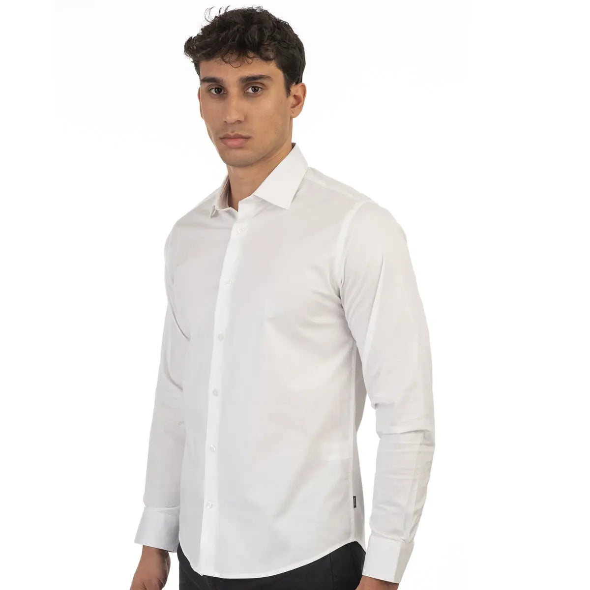 Duża męska koszula długi rękaw gładka elegancka Double Urban Outfitters GS-5039 biała