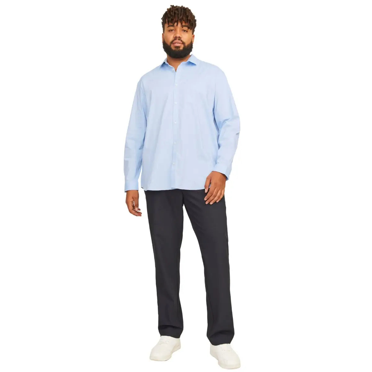 Duża koszula męska gładka z długim rękawem Jack &amp; Jones 12264030 błękitna