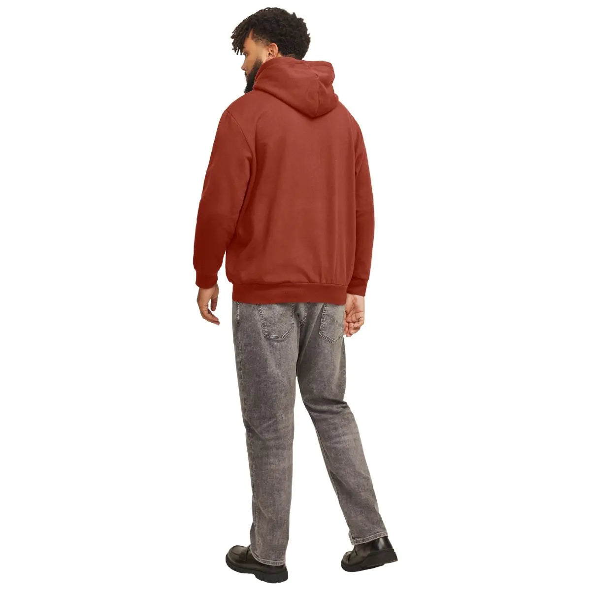 Duża męska bluza kangurka wkładana przez głowę z kapturem Jack &amp; Jones 12258867 ceglasta
