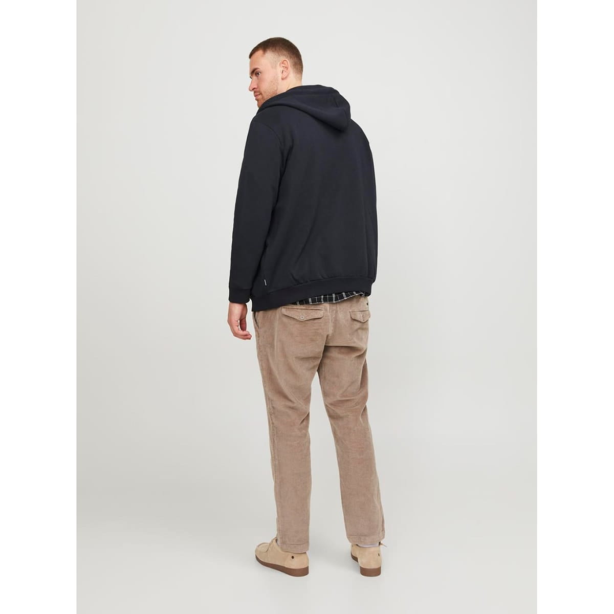 Duża męska bluza rozpinana z kapturem gładka Jack &amp; Jones 12250596 czarna