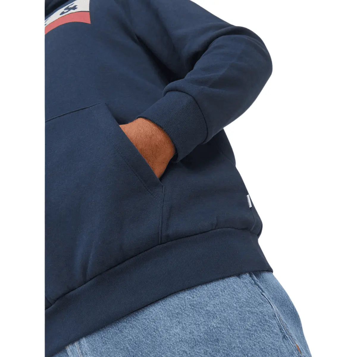 Duża męska bluza kangurka wkładana przez głowę z kapturem Jack &amp; Jones 12163777 granatowa