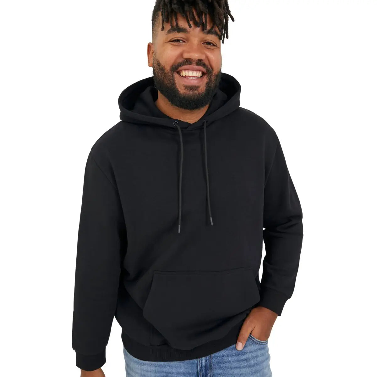 Duża męska bluza wkładana przez głowę z kapturem Jack &amp; Jones 12250595 czarna