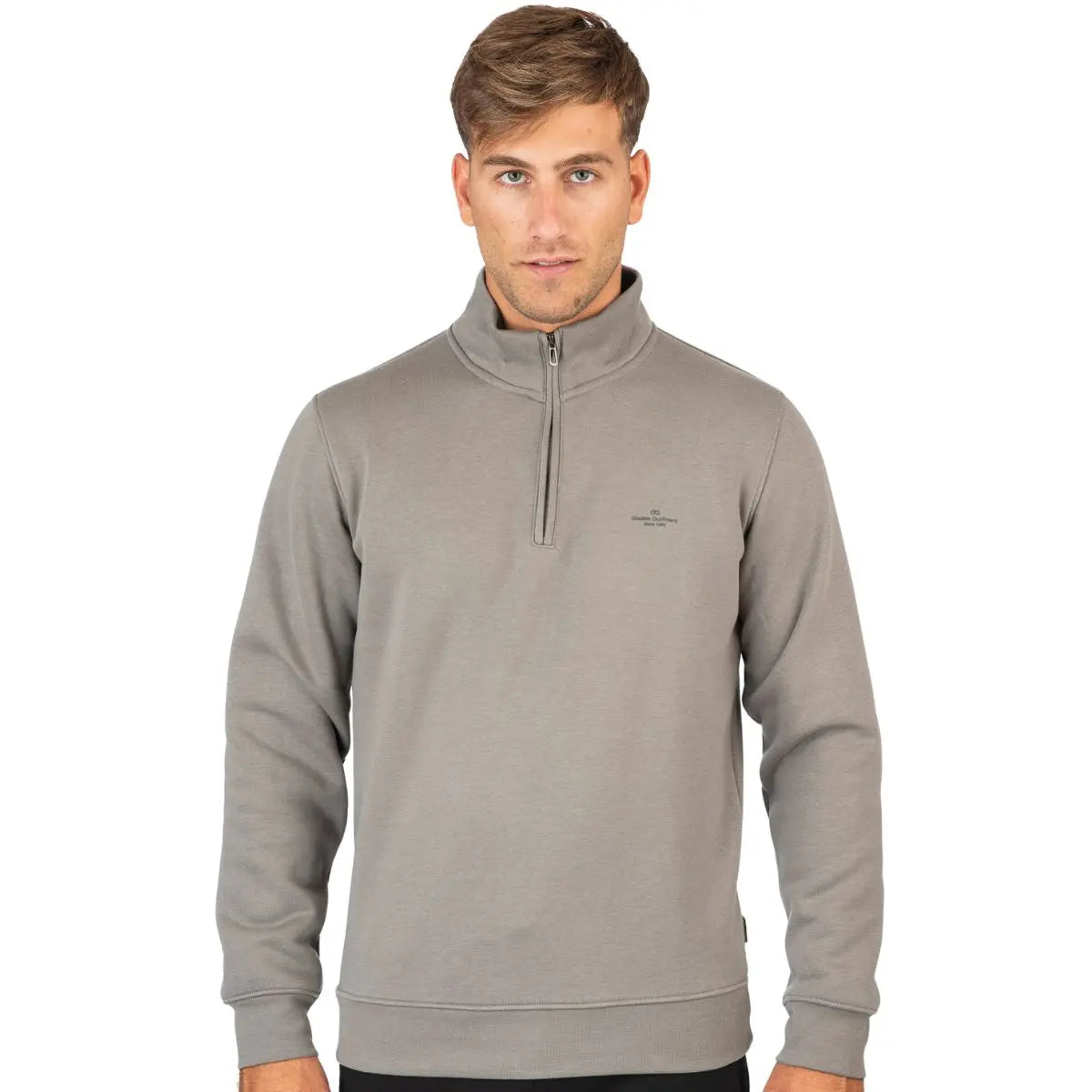 Duża męska bluza ze stójką zapinana na krótki zamek Double Urban Outfitters MTOP-1082 szara