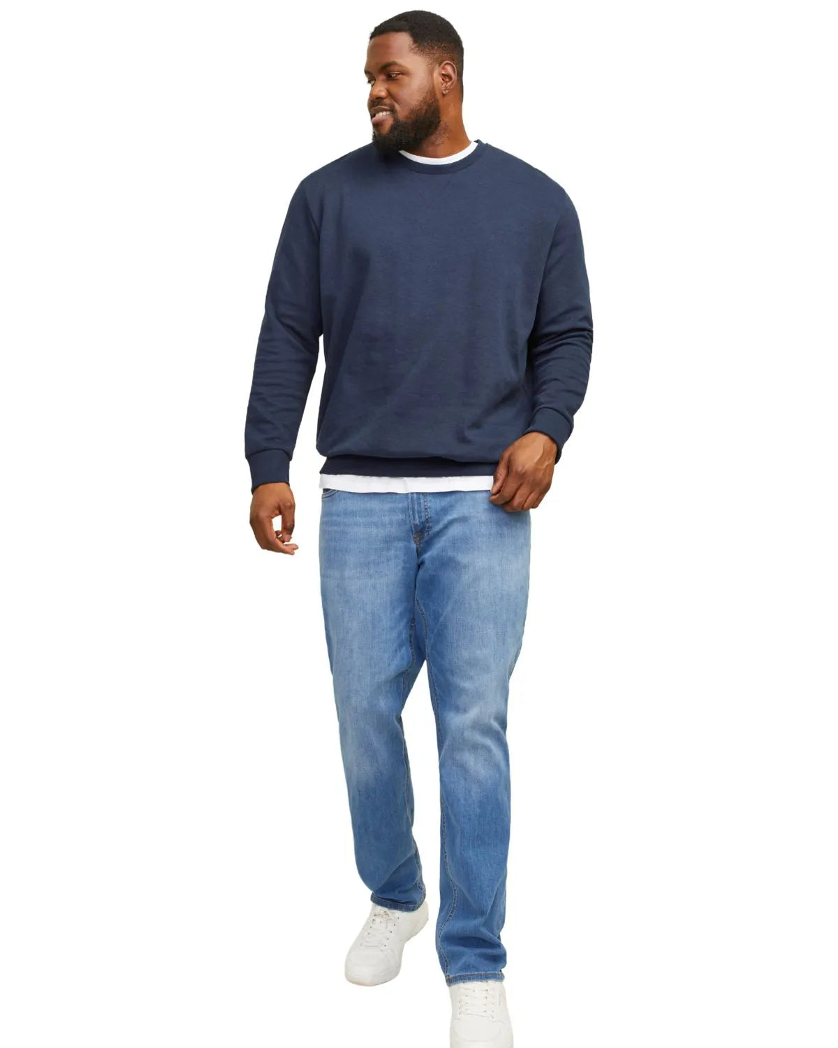 Duża męska gładka bluza wkładana przez głowę Jack &amp; Jones 12182567 granatowa