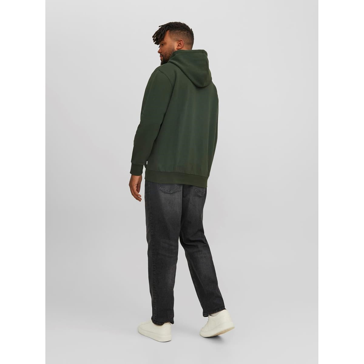 Duża męska bluza wkładana przez głowę z kapturem napisy Jack &amp; Jones 12236803 ciemnozielona