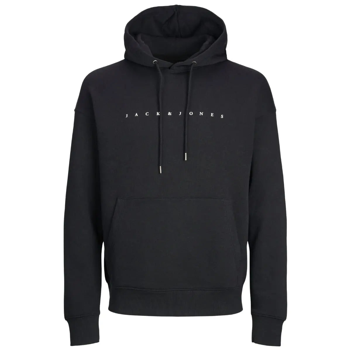 Duża męska bluza wkładana przez głowę z kapturem napis Jack &amp; Jones 12243527 czarna