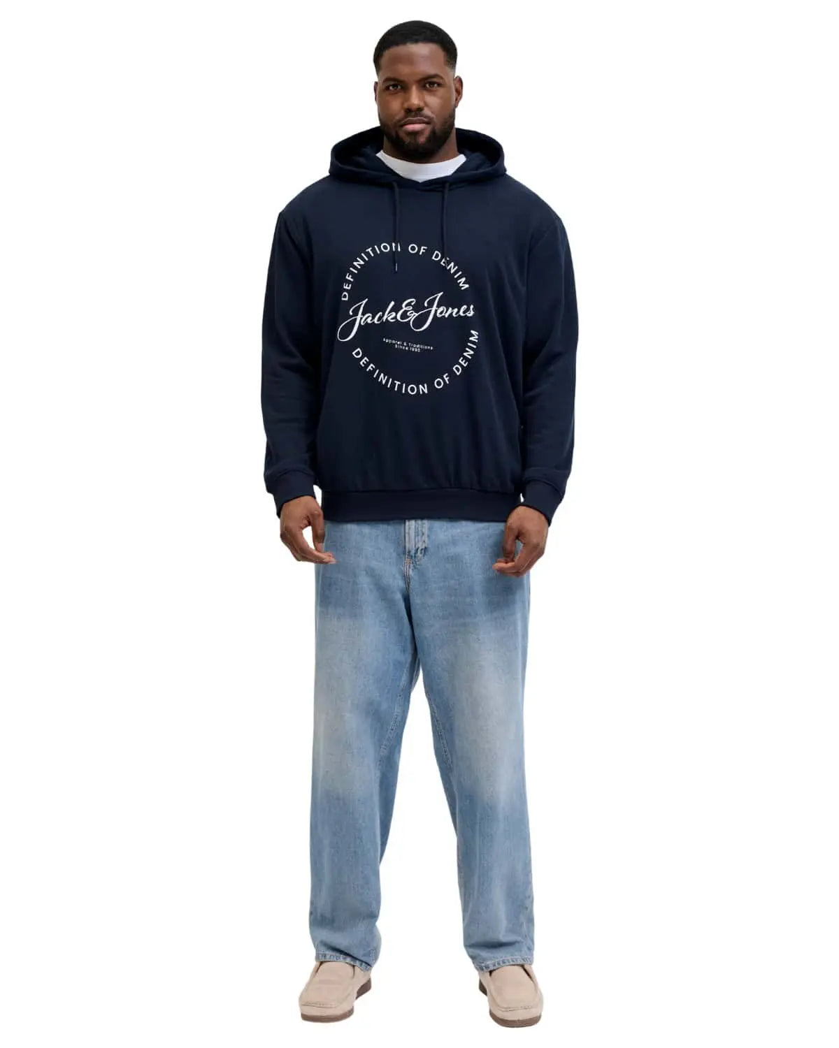 Duża męska bluza wkładana przez głowę z kapturem Jack &amp; Jones 12294495 granatowa