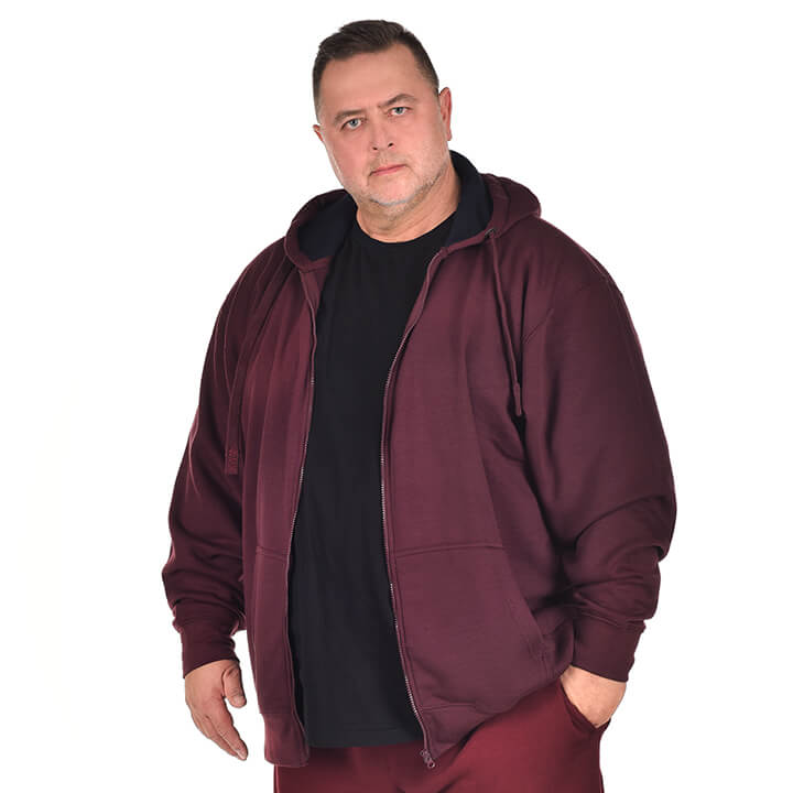 Duża męska rozpinana bluza Kam 503H bordowa