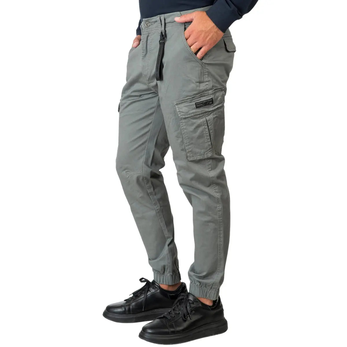 Duże męskie spodnie bojówki ze ściągaczem Double Urban Outfitters CCP-4066 szare