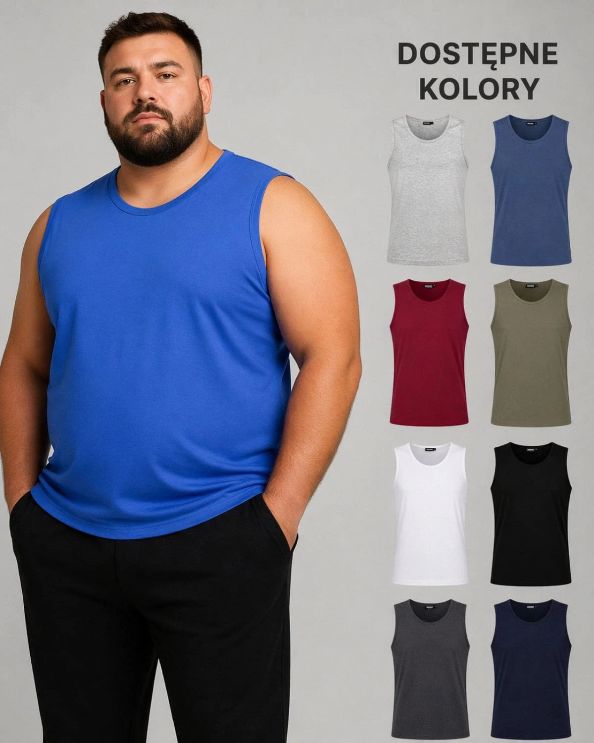 Duża męska koszulka bokserka Adamo 129410-441 khaki