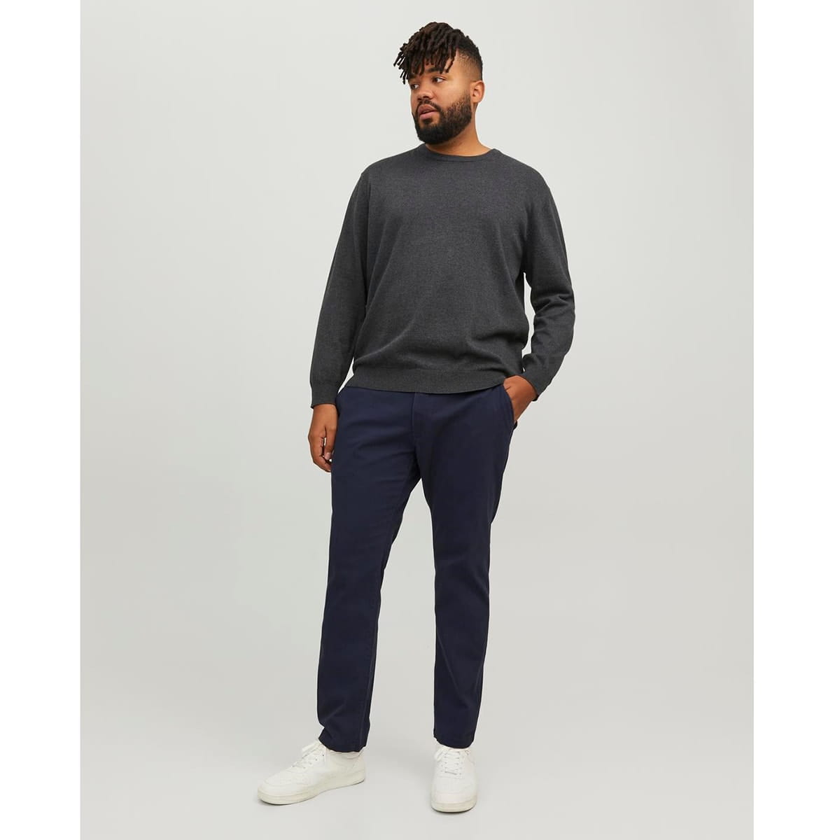Duże męskie spodnie chinosy Jack &amp; Jones 12243603 granatowe