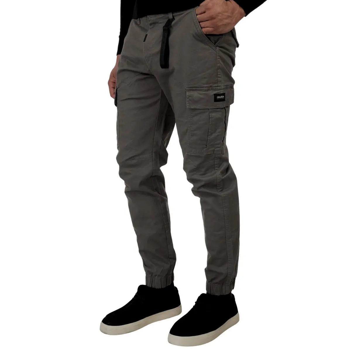 Duże męskie spodnie bojówki ze ściągaczami Double Urban Outfitters CCP-4013 ciemnoszare