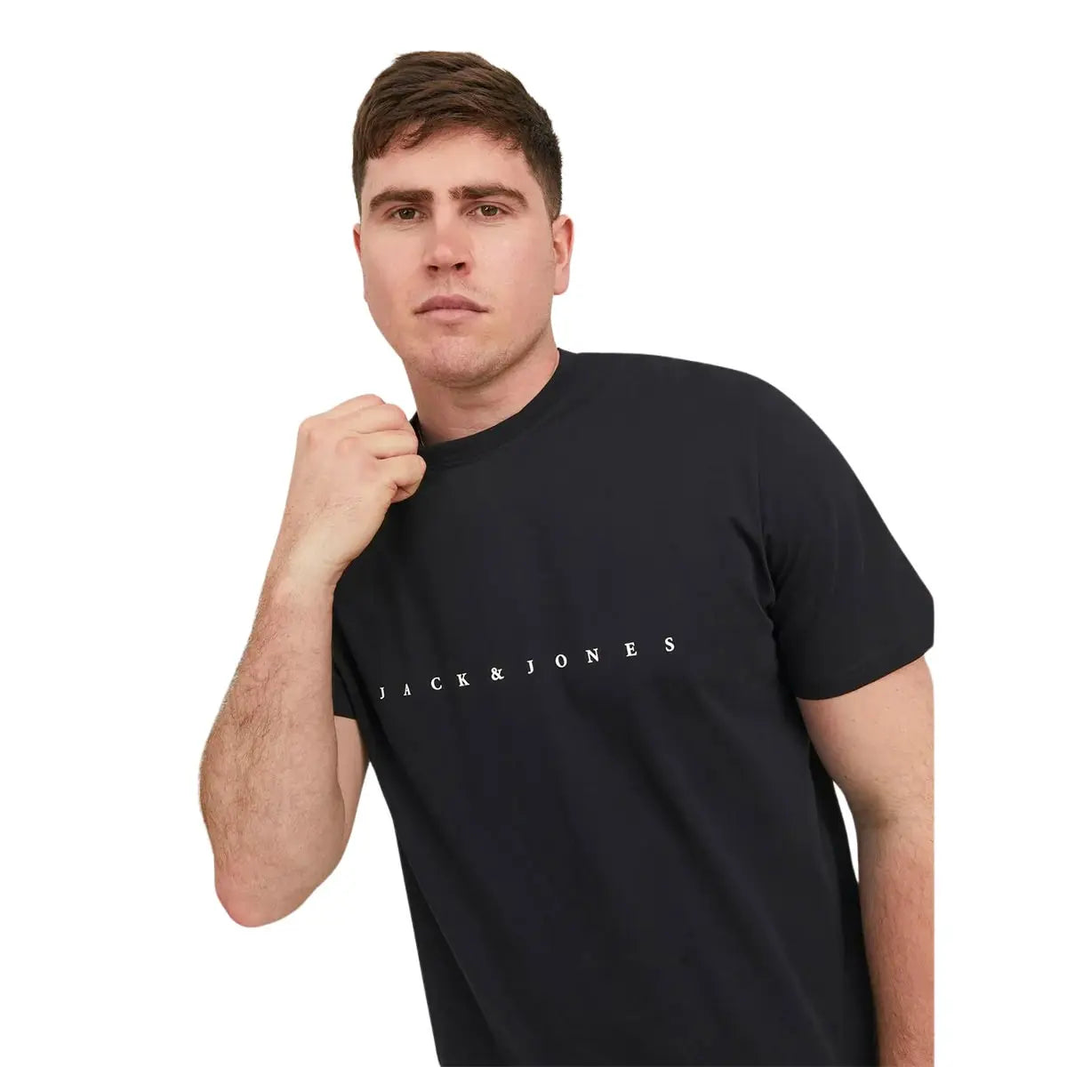 Duża męska koszulka z napisami t-shirt Jack &amp; Jones 12243625 czarny