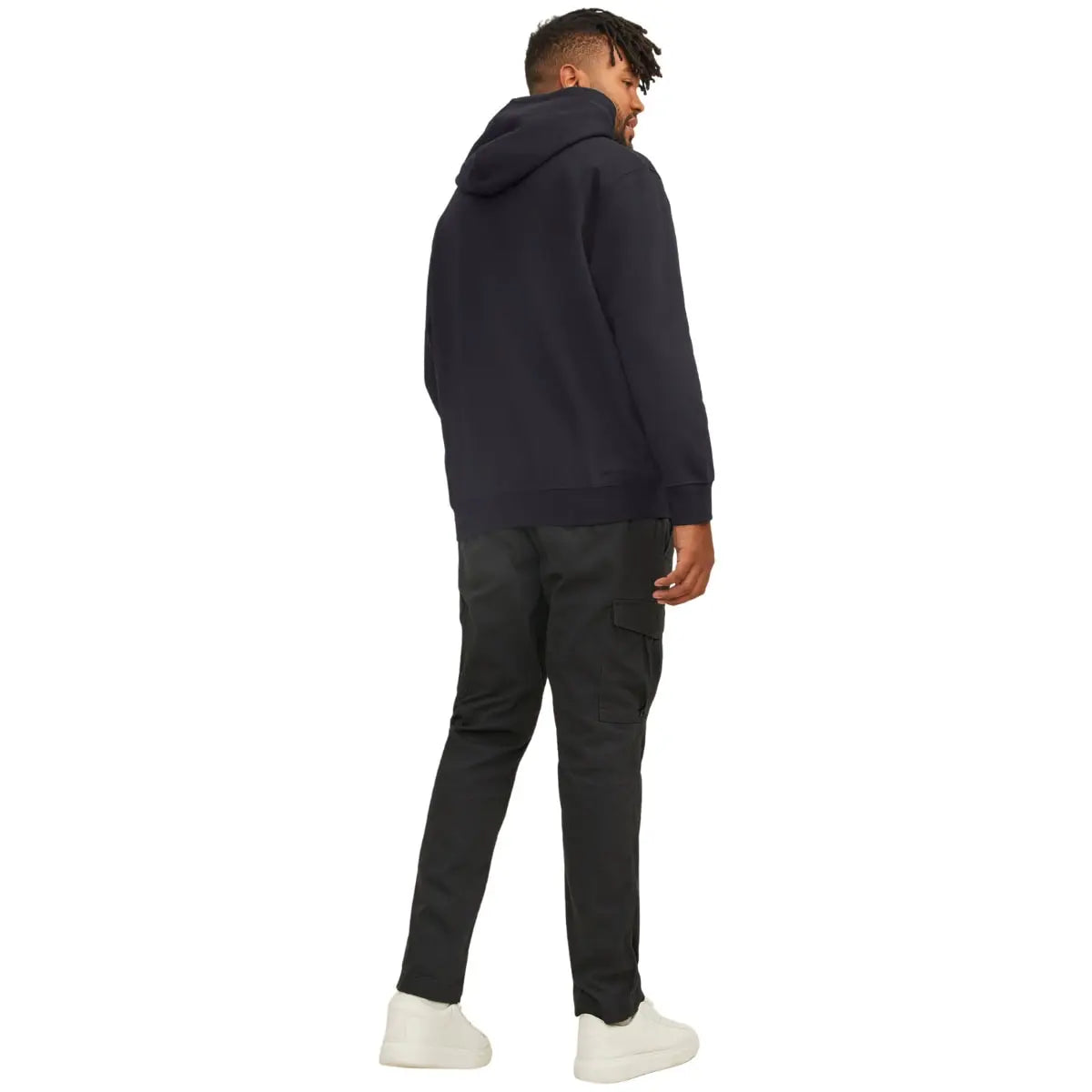 Duża męska bluza wkładana przez głowę z kapturem napis Jack &amp; Jones 12243527 czarna