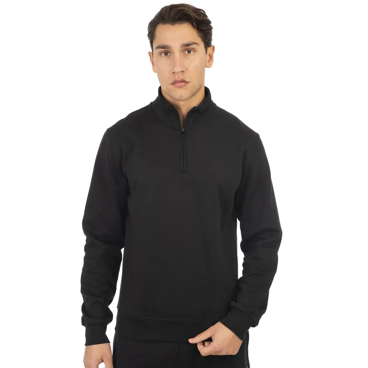 Duża męska bluza na krótki zamek ze stójką Double Urban Outfitters MTOP-1031 czarna