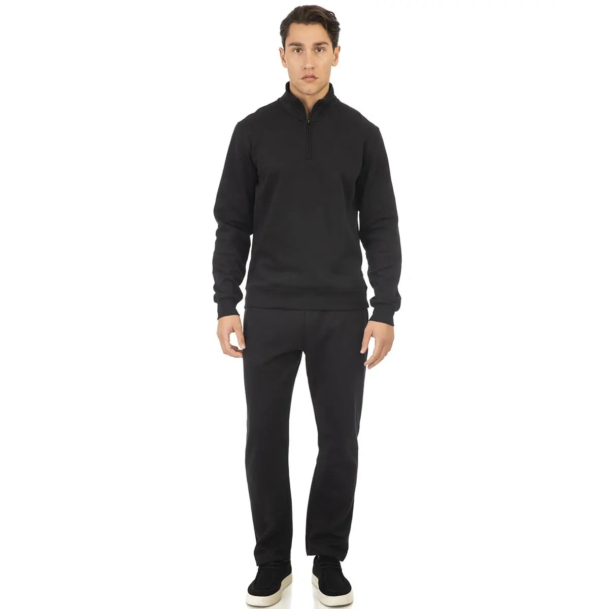 Duża męska bluza na krótki zamek ze stójką Double Urban Outfitters MTOP-1031 czarna