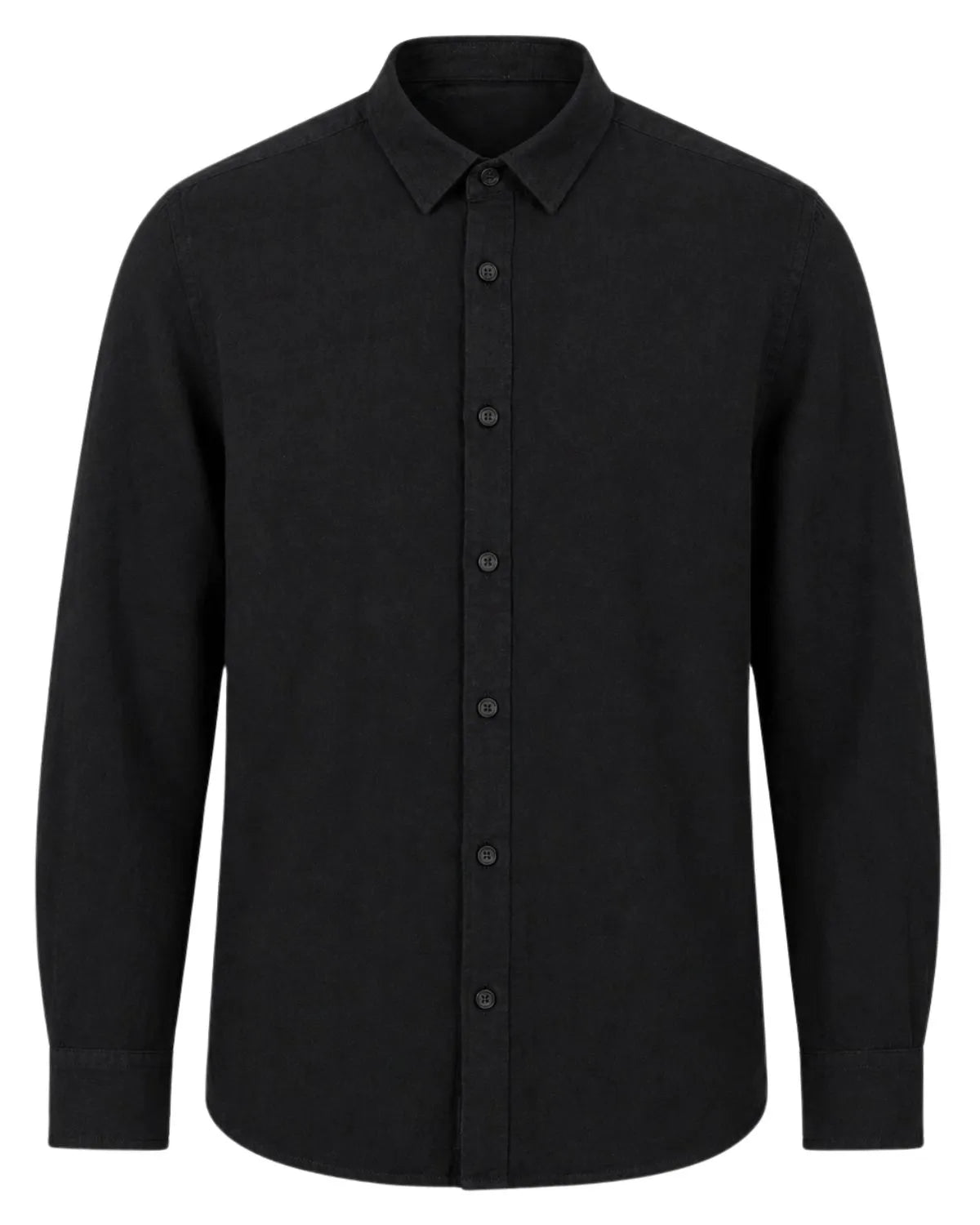 Duża męska koszula długi rękaw gładka lniana Double Urban Outfitters GS-5190 czarna