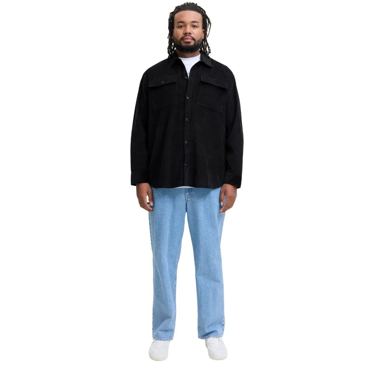 Duża koszula męska z długim rękawem sztruksowa Jack &amp; Jones 12284614 czarna