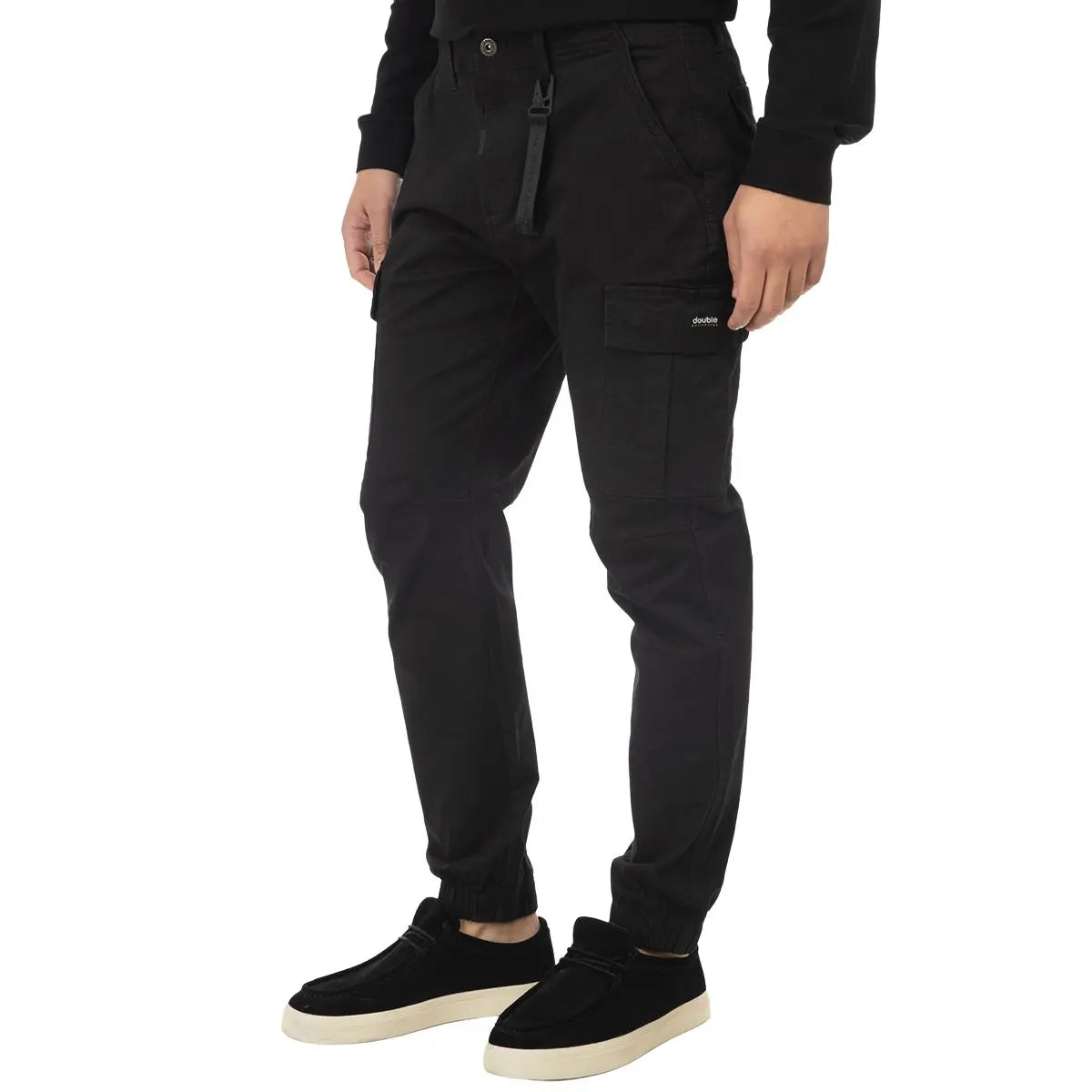 Duże męskie spodnie bojówki ze ściągaczami Double Urban Outfitters CCP-4013 czarne