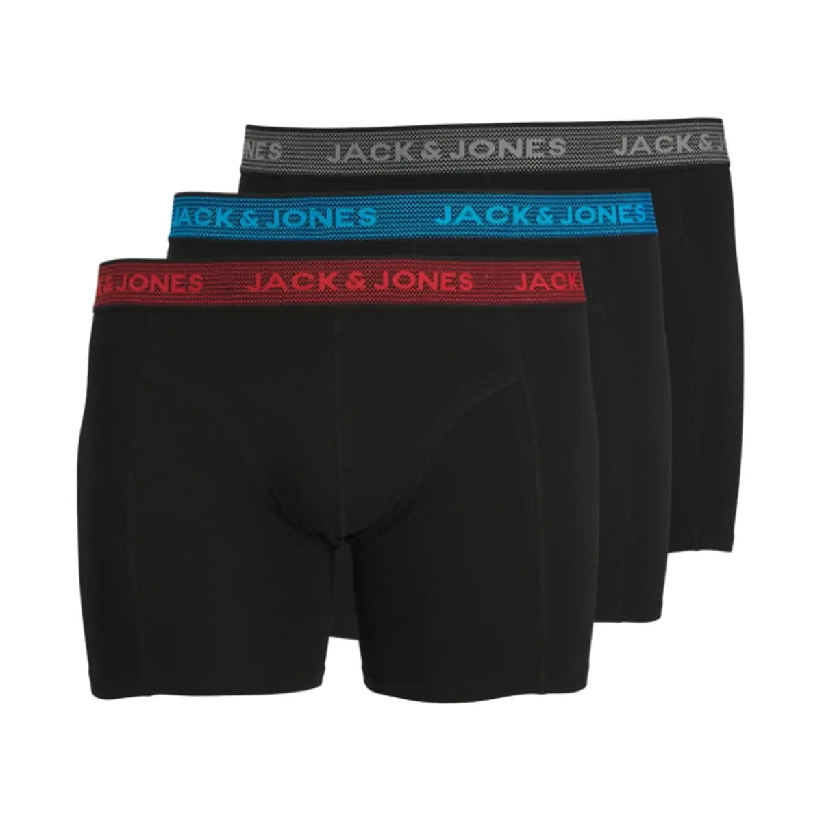 Duża bielizna męska bokserki 3 sztuki z kolorową gumką Jack &amp; Jones 12211666 czarne