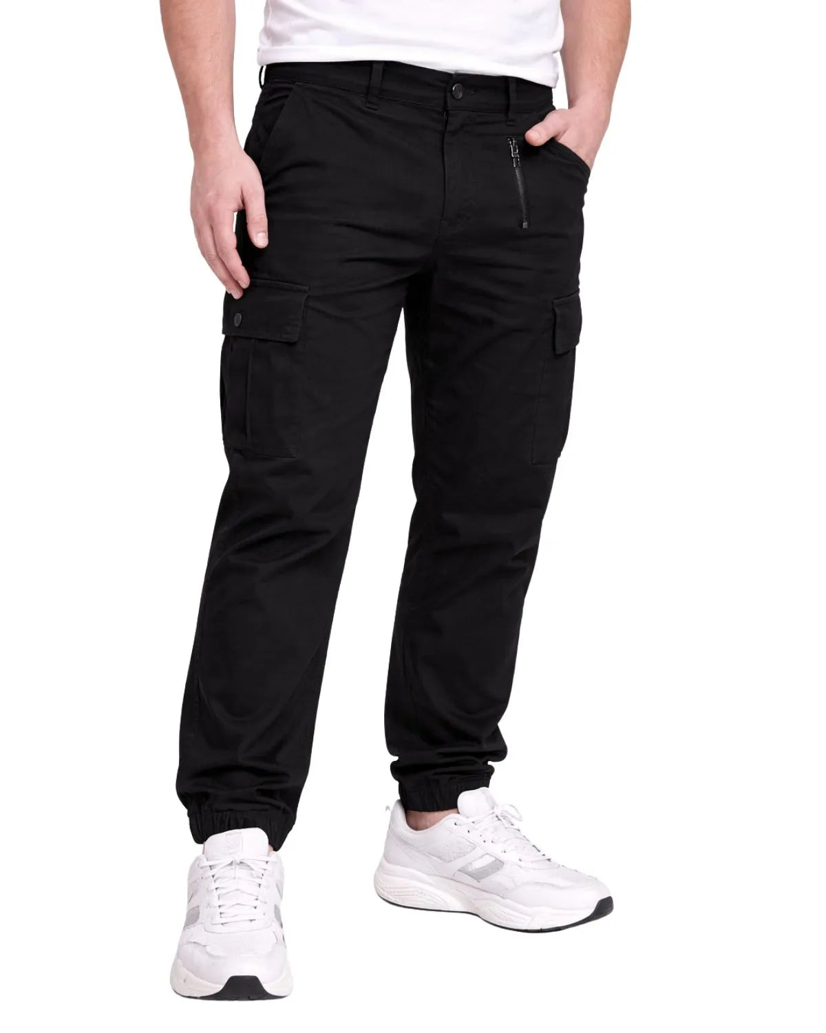 Duże męskie spodnie bojówki ze ściągaczami Double Urban Outfitters CCP-4013 czarne