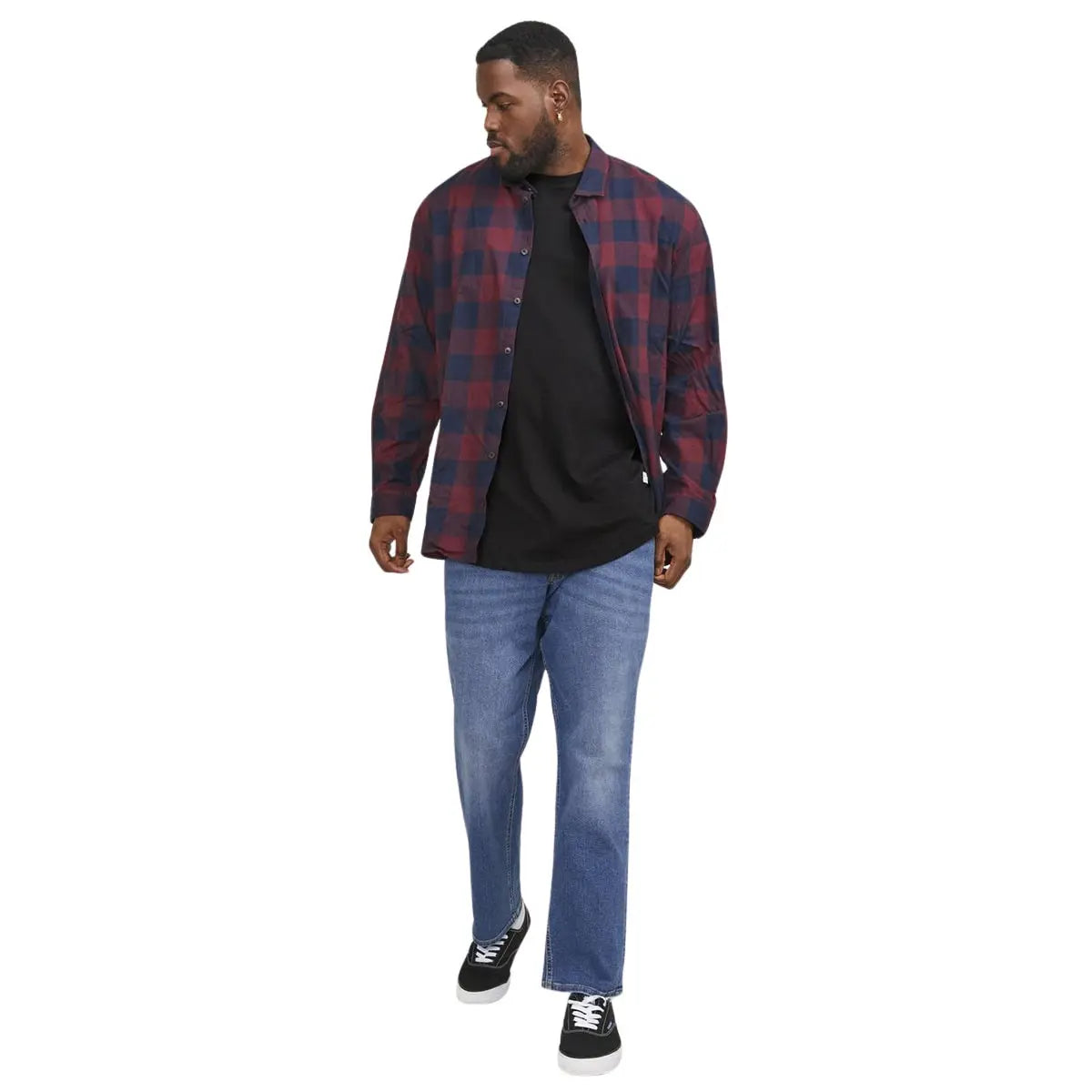 Duża męska koszulka z krótkim rękawem t-shirt gładki Jack &amp; Jones 12184933 czarny