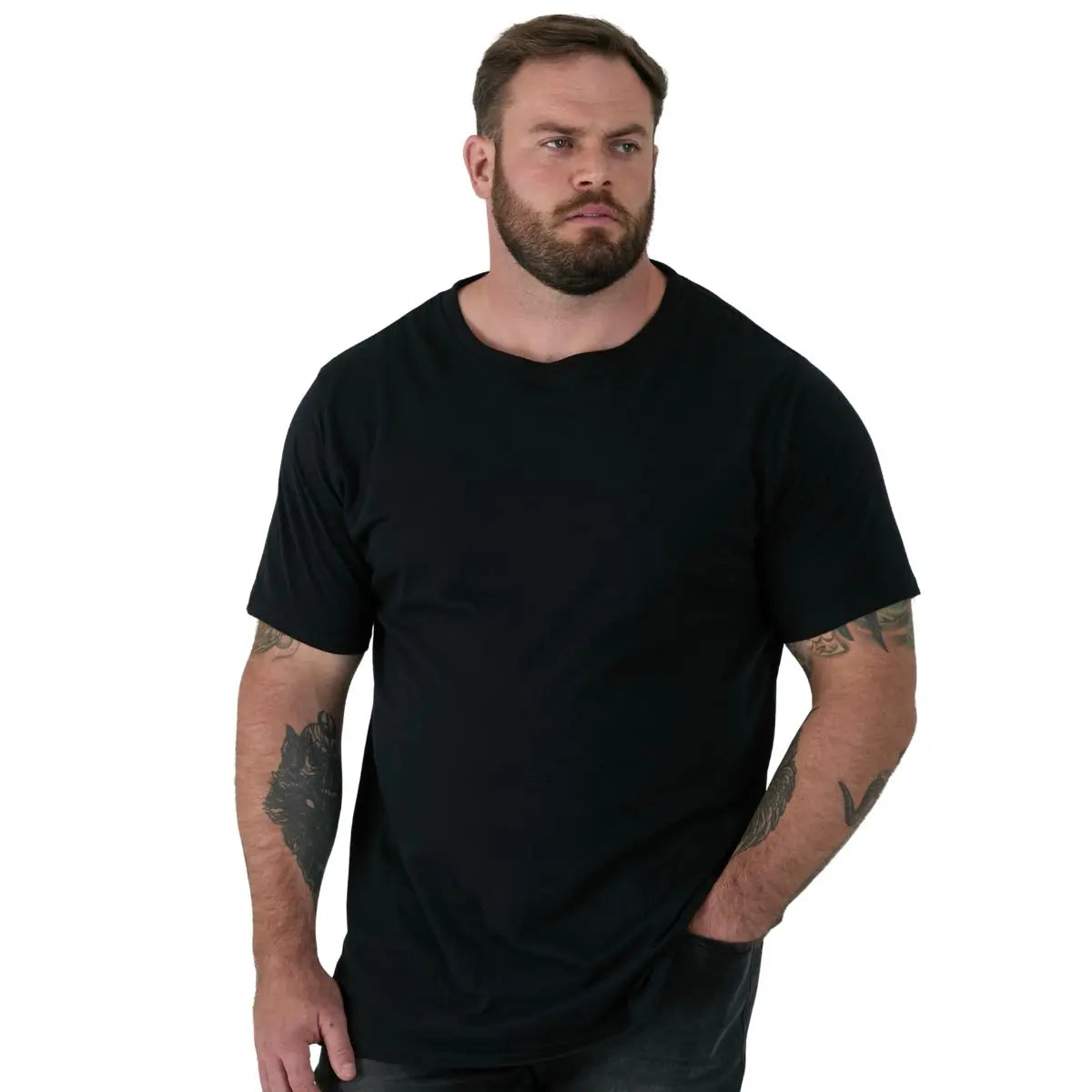Duża gładka koszulka męska t-shirt 2 sztuki Duke D555 Fenton czarny-szary