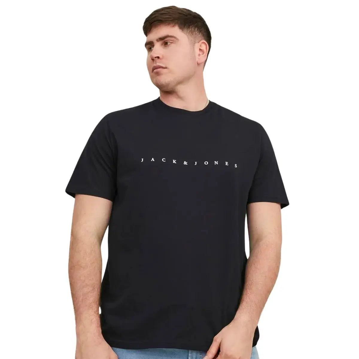Duża męska koszulka z napisami t-shirt Jack &amp; Jones 12243625 czarny