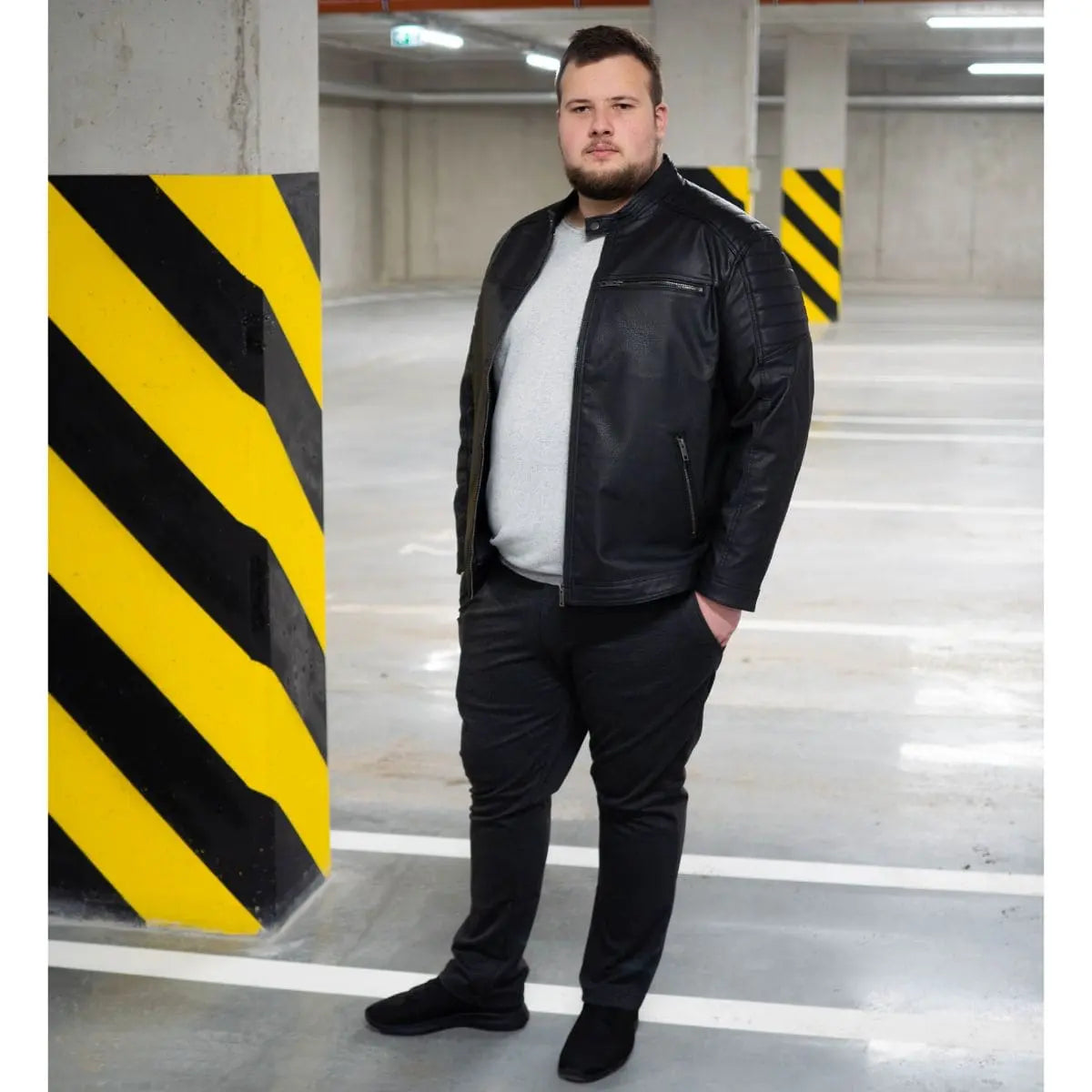 Duża męska kurtka ramoneska modna Jack &amp; Jones 12172908 czarna