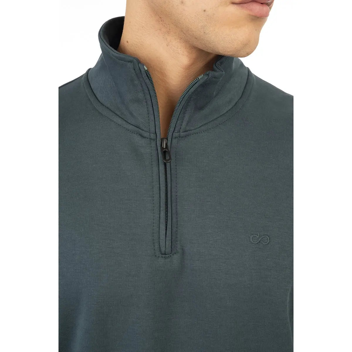 Duża męska bluza na krótki zamek ze stójką Double Urban Outfitters MTOP-1031 morska